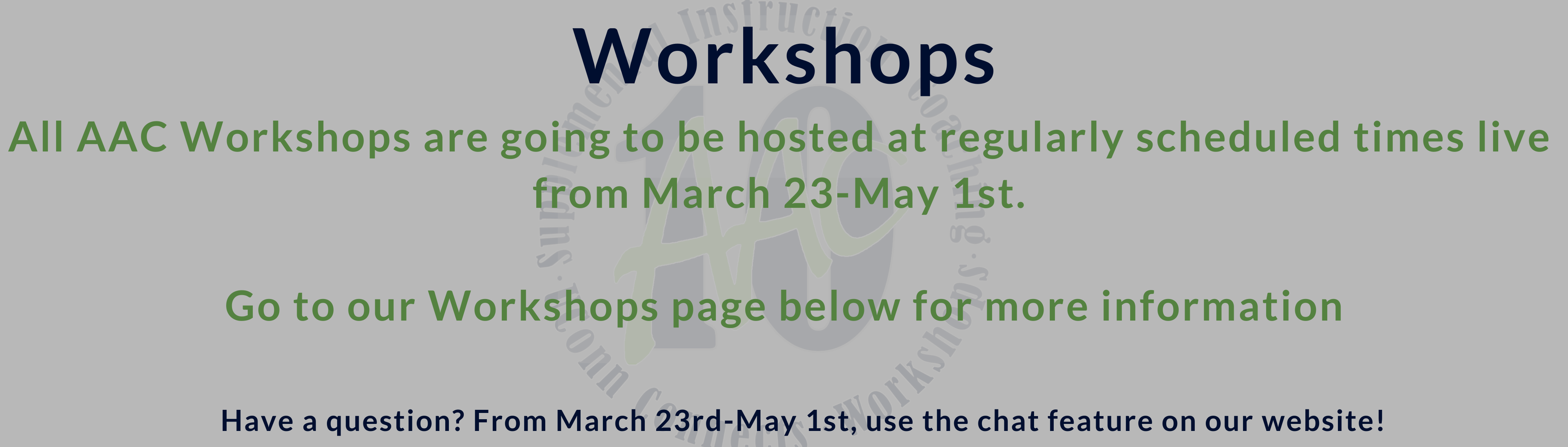 workshops are virtual!
